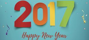 Happy New Year 2017 background. Colorful, hand drawn paper typeface on celebration backdrop. Greeting card template. Vector illustration.