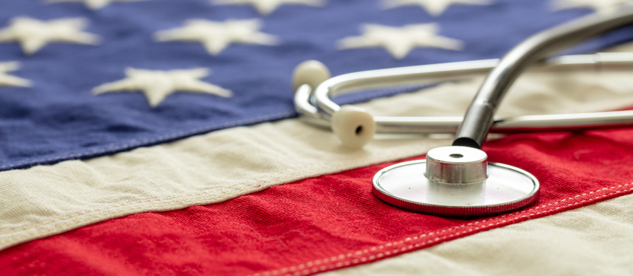 American flag with stethoscope